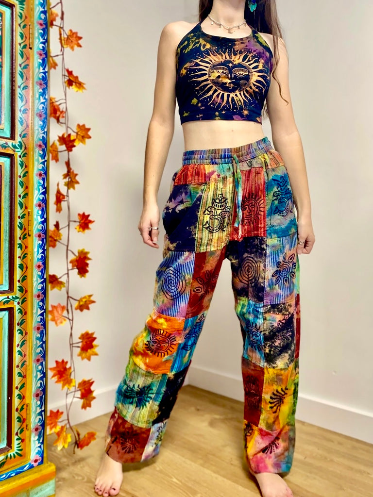 Tie-Dye Patchwork Blockprint Trousers – EthicalRoots